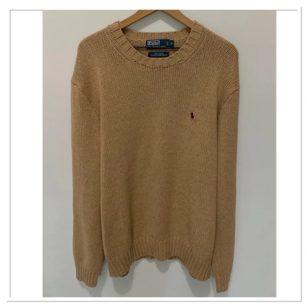 Polo Ralph Lauren Vintage Knit Sweater Tan Size XL